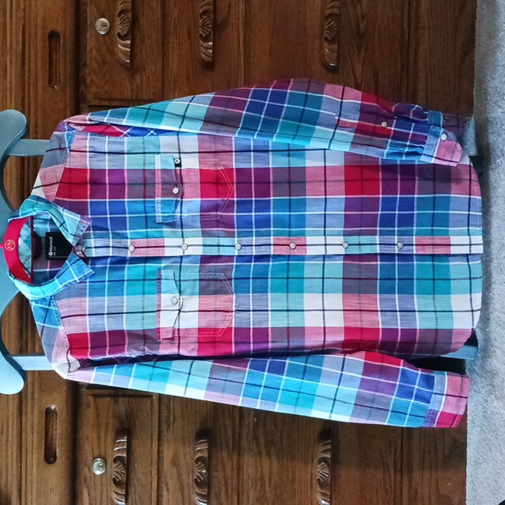 Marmot- Men's Plaid Shirt w/pearl snaps